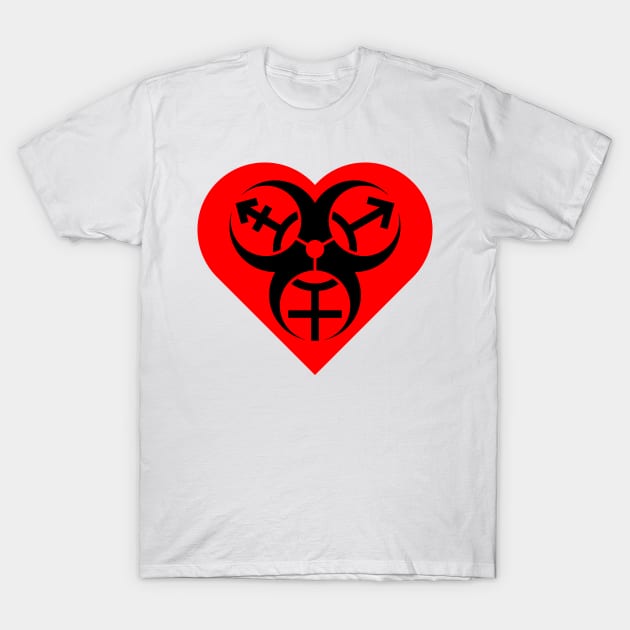 Trans Biohazard - Red Heart T-Shirt by GenderConcepts